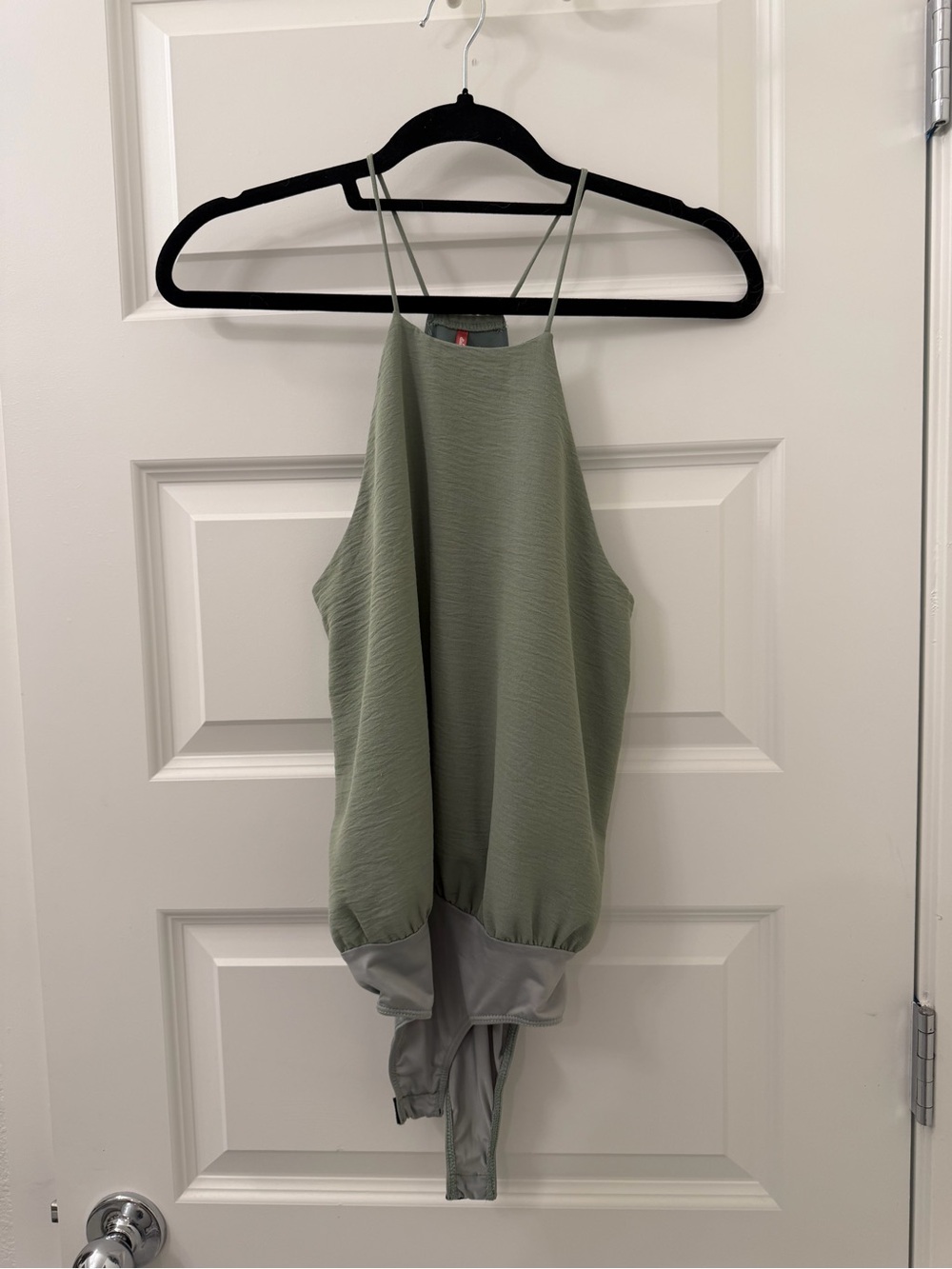 dina be Sage Green Halter Bodysuit with Elastic Hem
